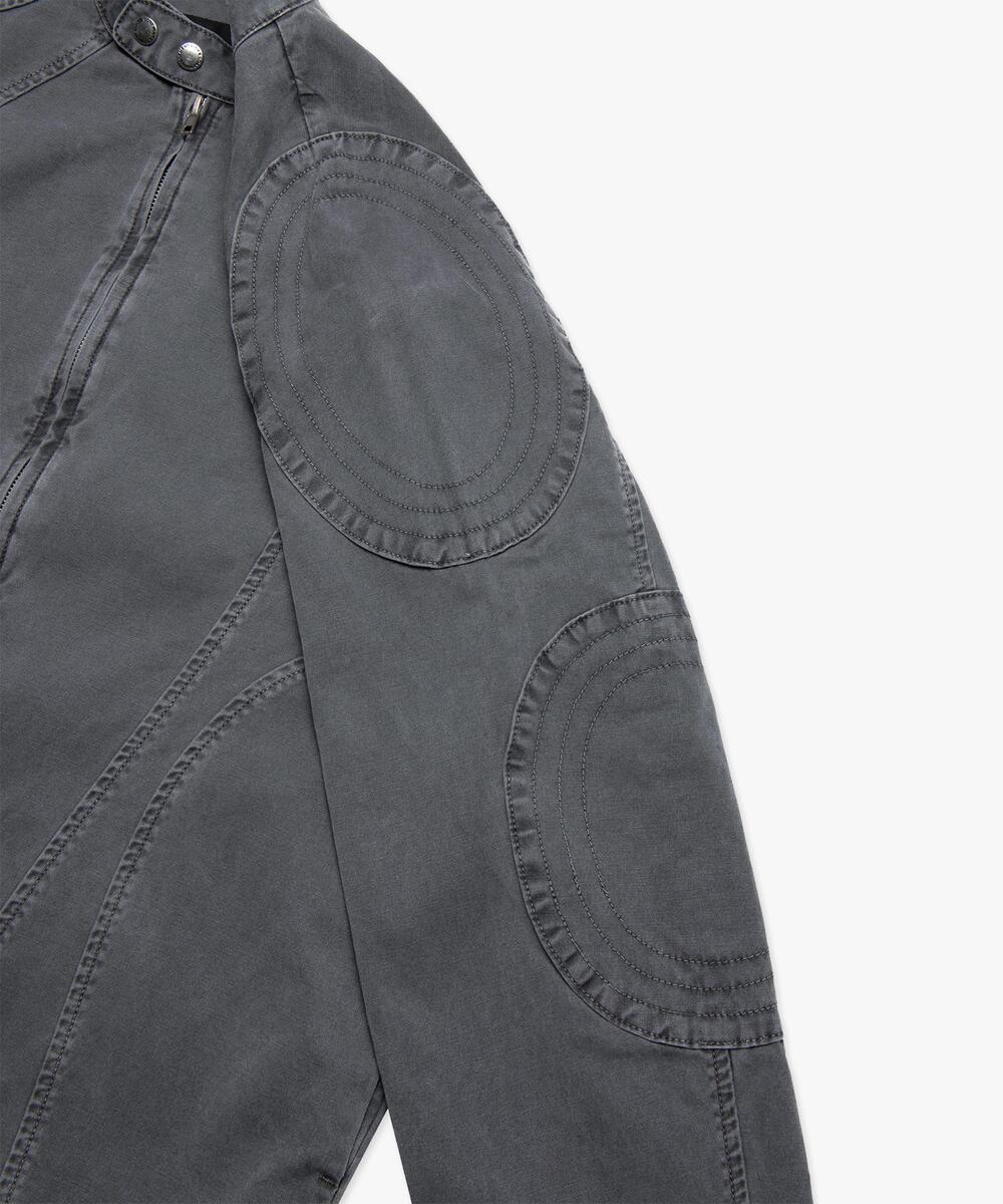 PIGMENT DYED OVAL GLOBE BIKER JACKET GRAY