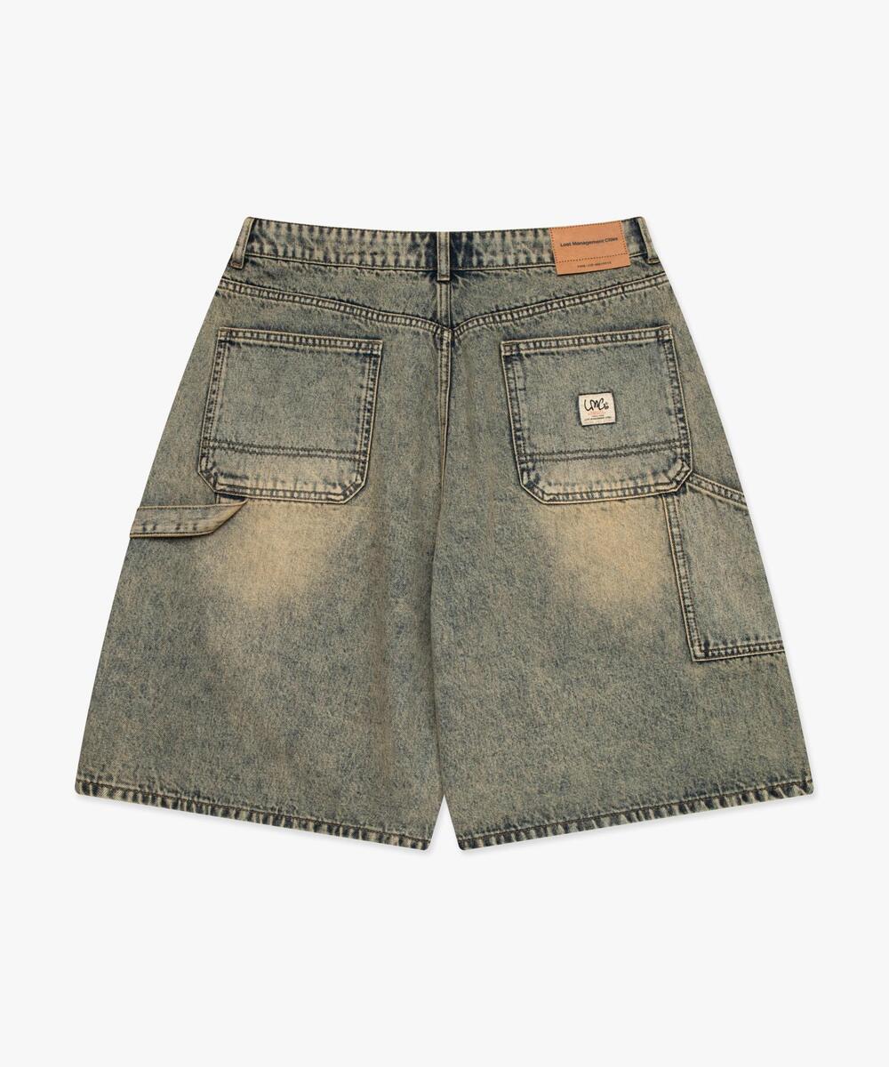 BRUSH WASHED DENIM CARPENTER SHORT SAND