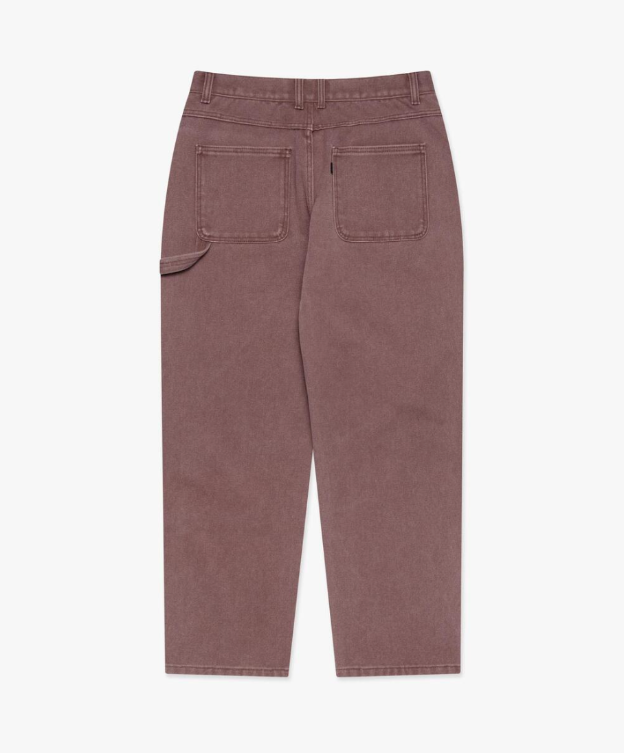 WASHED DOUBLE KNEE WORK PANTS DARK BROWN