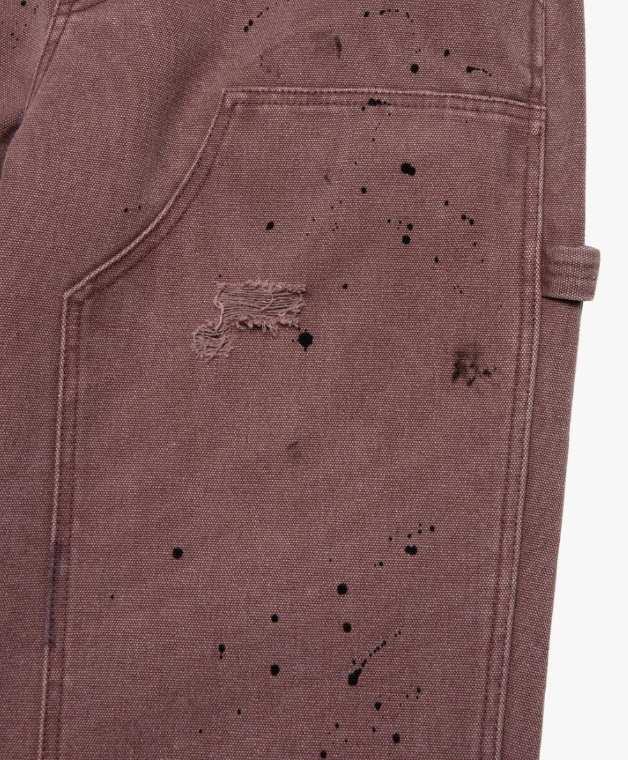 WASHED DOUBLE KNEE WORK PANTS DARK BROWN