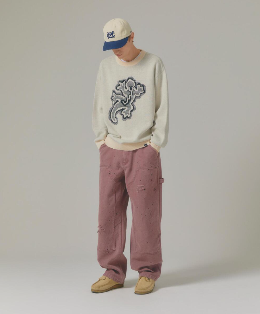 WASHED DOUBLE KNEE WORK PANTS DARK BROWN