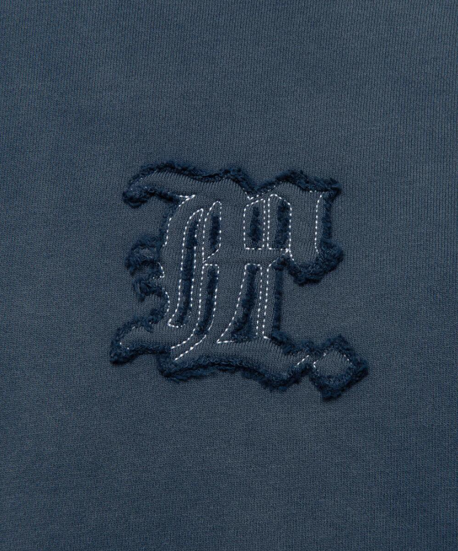 GOTHIC APPLIQUE BRUSH HOODIE DARK BLUE