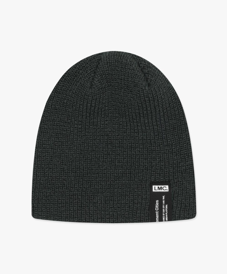 LABEL SHORT BEANIE CHARCOAL