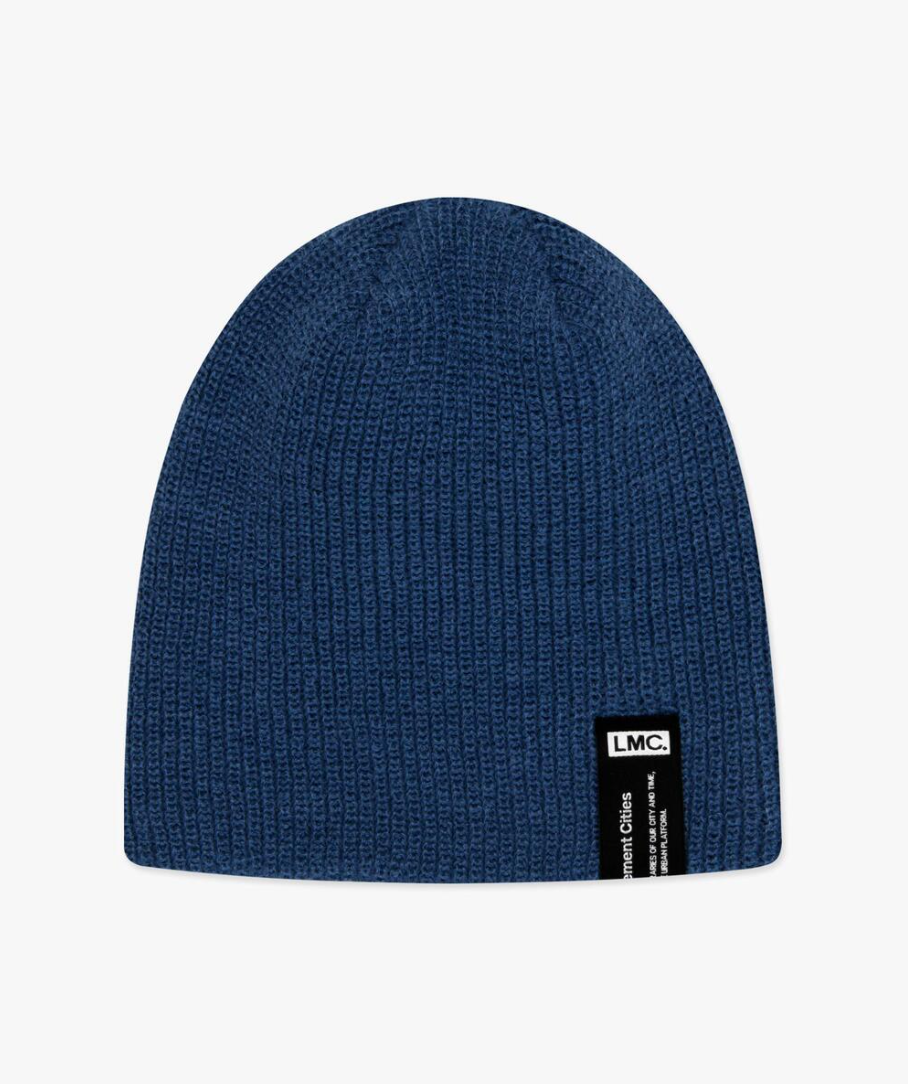 LABEL SHORT BEANIE BLUE
