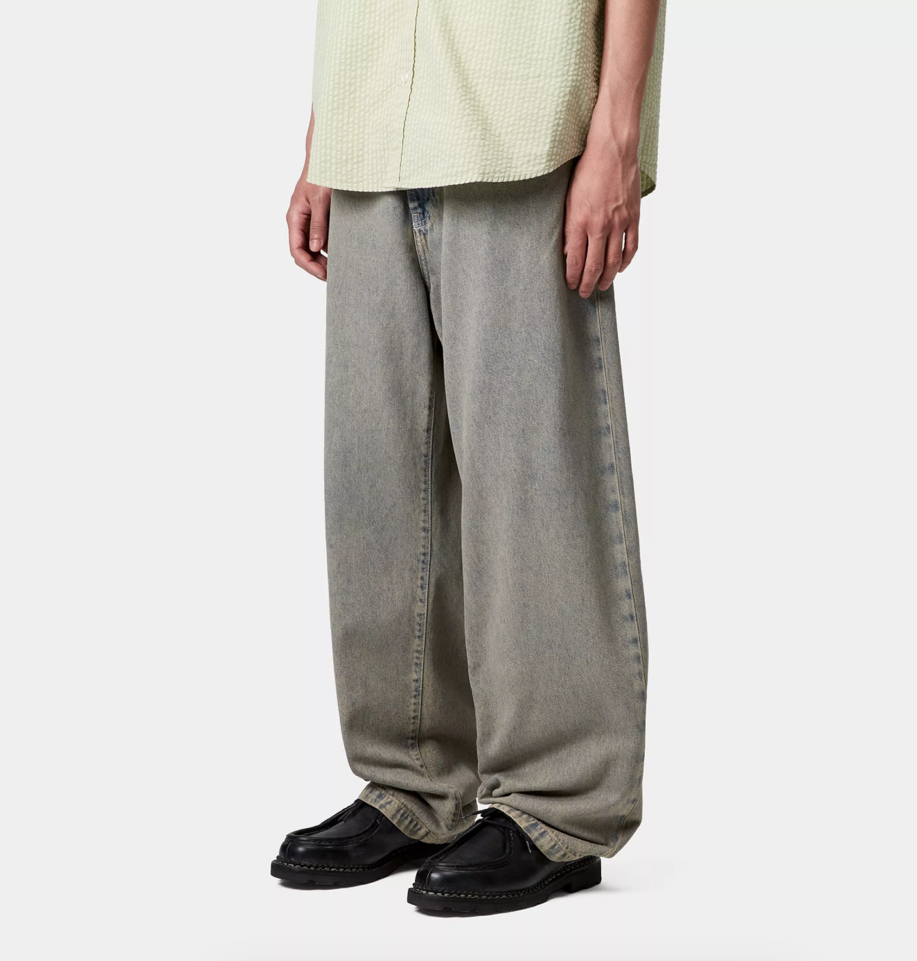 LANDON PANT GARMENT DYED BLUE/LEATHER