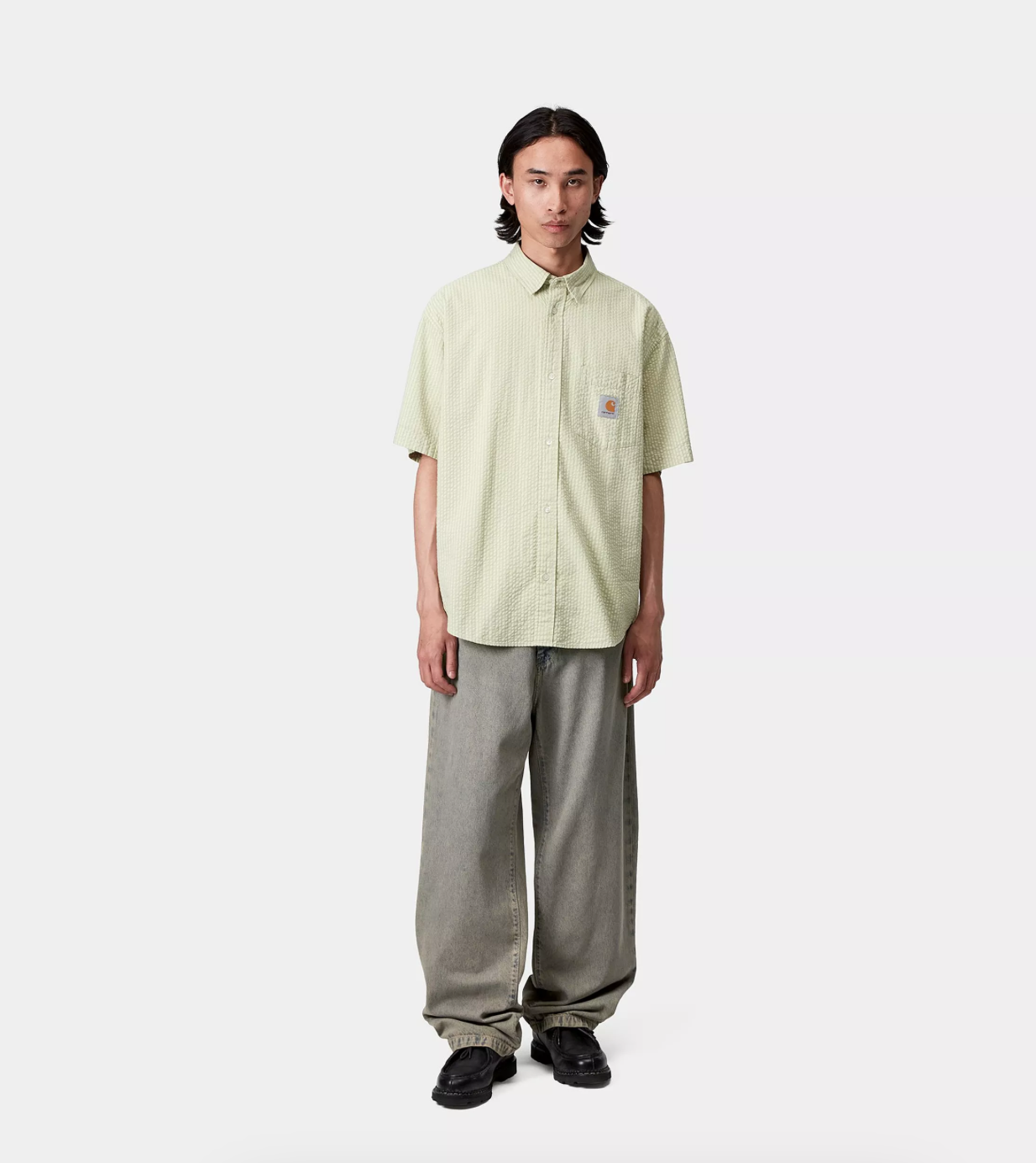LANDON PANT GARMENT DYED BLUE/LEATHER