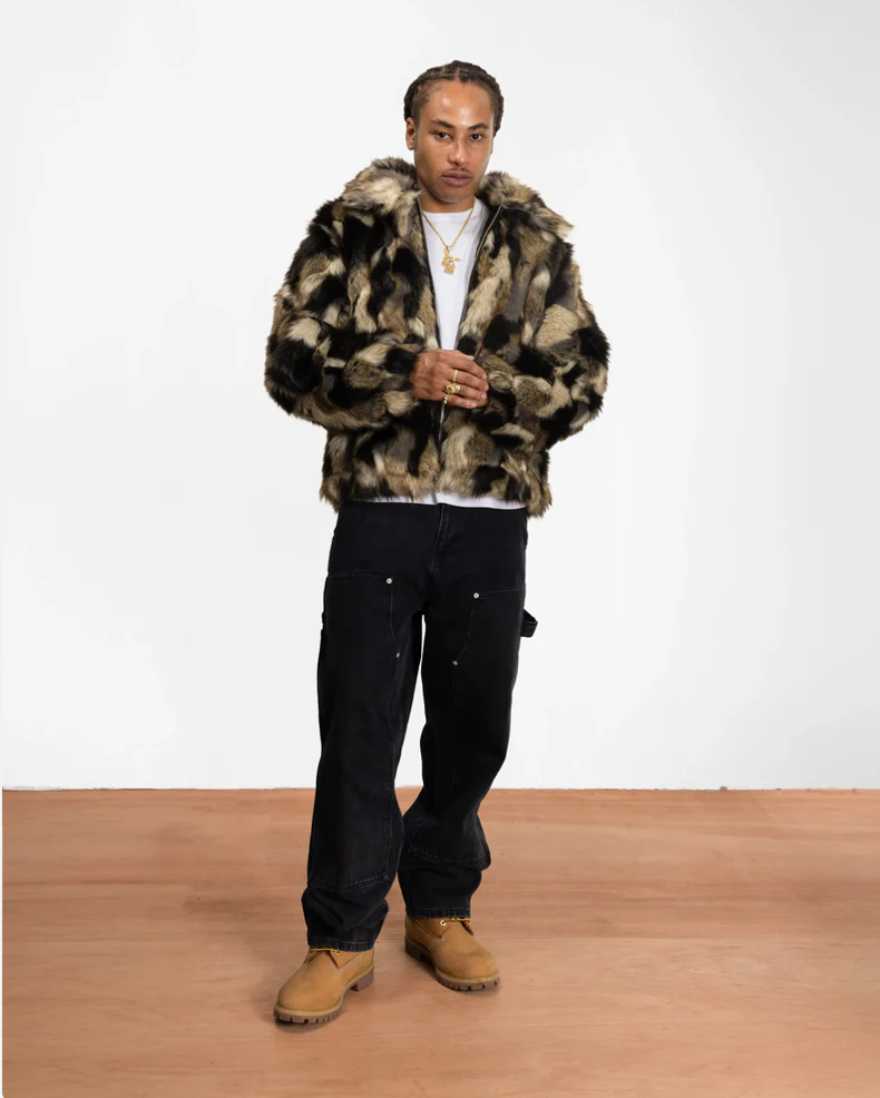 FAUX FUR PATCHWORK JACKET MULTI