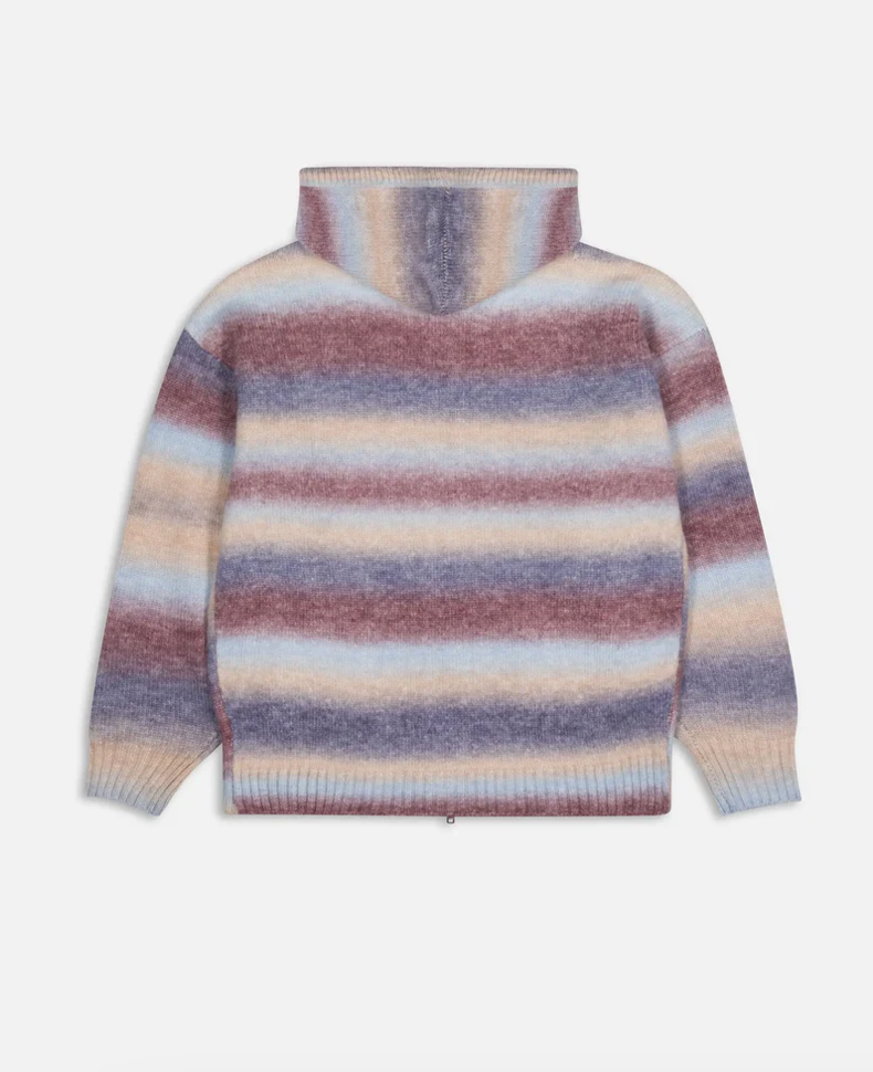 SPACE DYE KNITTED HOODED SWEATER MULTI