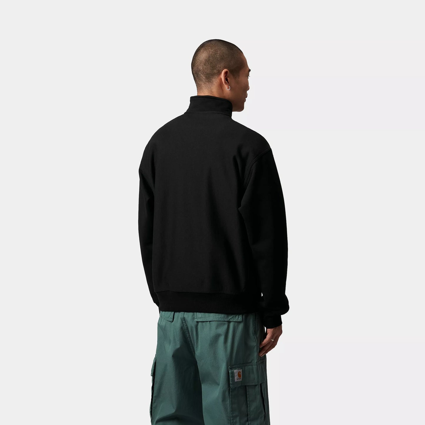 HALF ZIP UP AMERICAN SCRIPT SWEAT BLACK