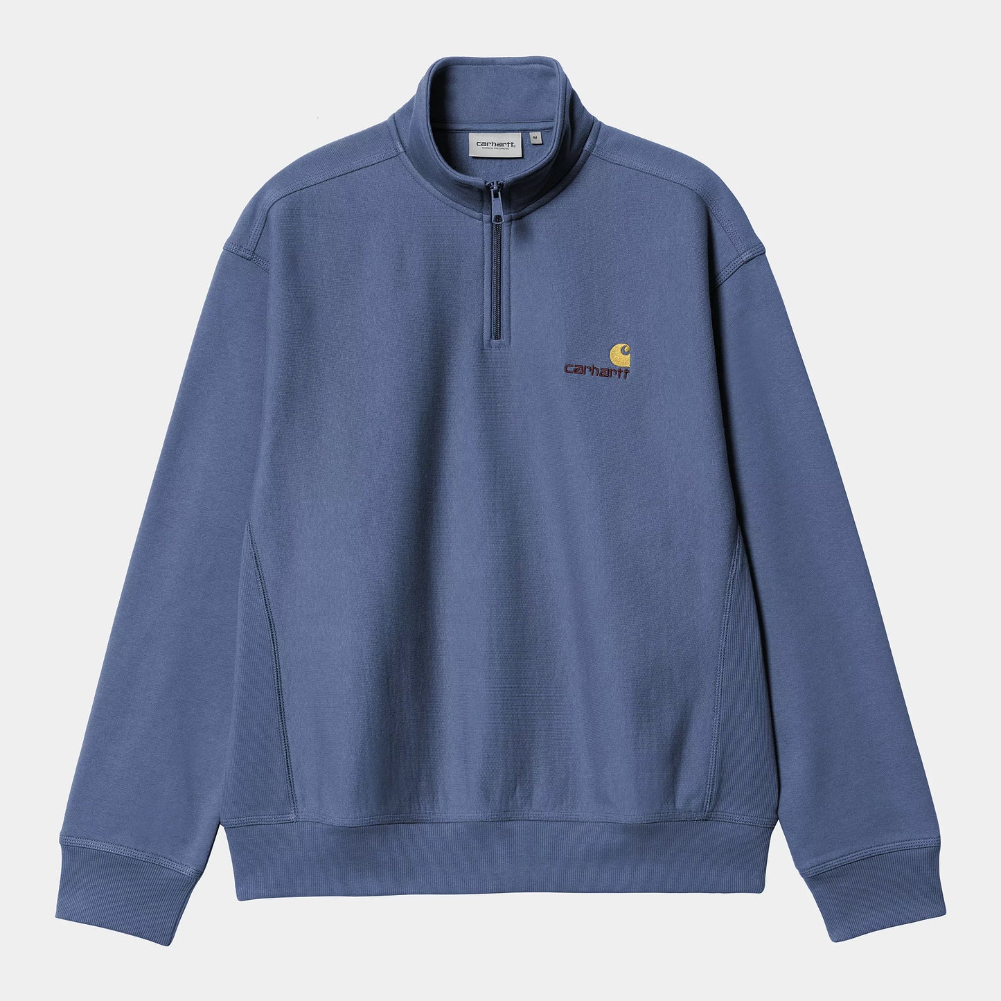 HALF ZIP UP AMERICAN SCRIPT SWEAT IRIS BLUE