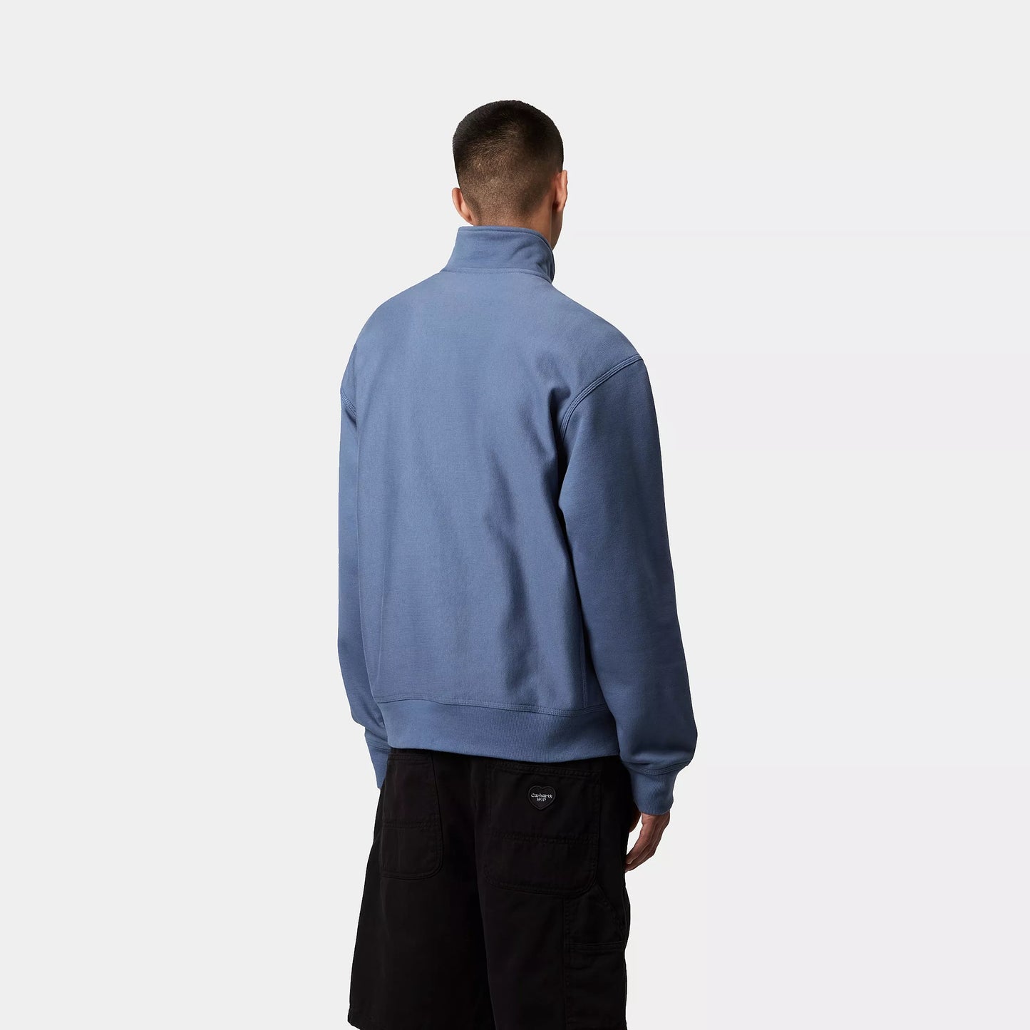 HALF ZIP UP AMERICAN SCRIPT SWEAT IRIS BLUE