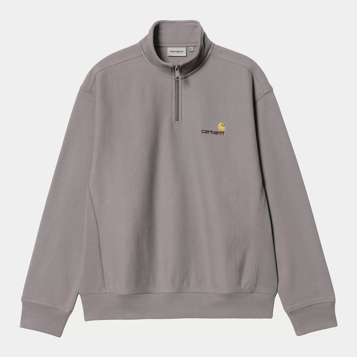 HALF ZIP UP AMERICAN SCRIPT SWEAT GREY