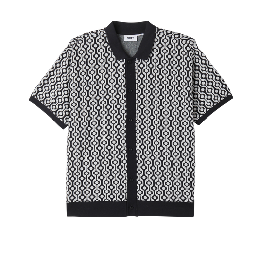 TESTAMENT BUTTON FRONT POLO BLACK MULTI