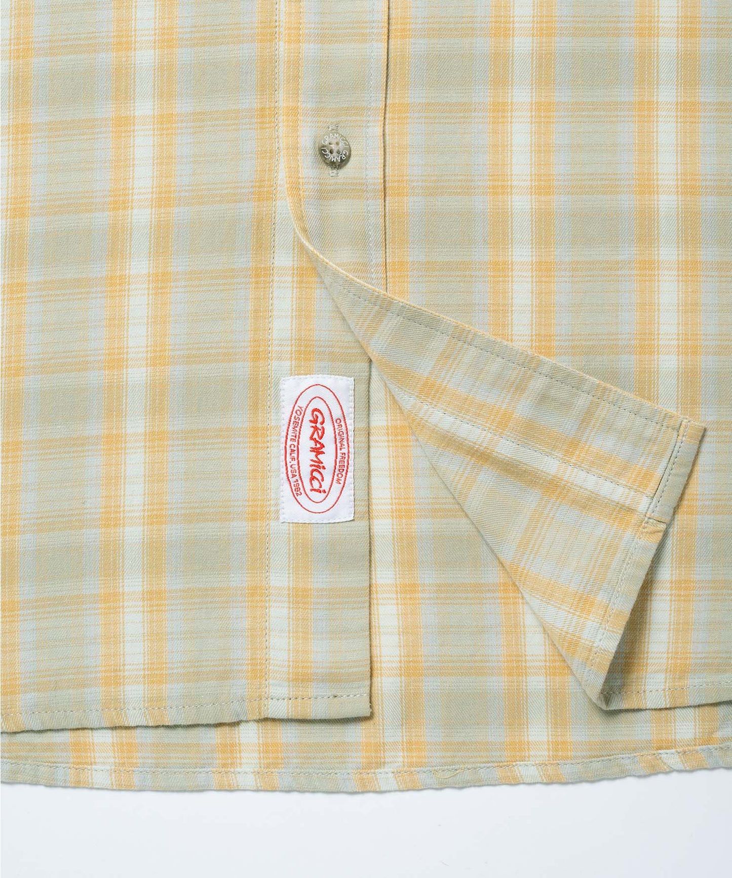 CHECKERED OMBRE SHORT SLEEVE SHIRT MUSTARD