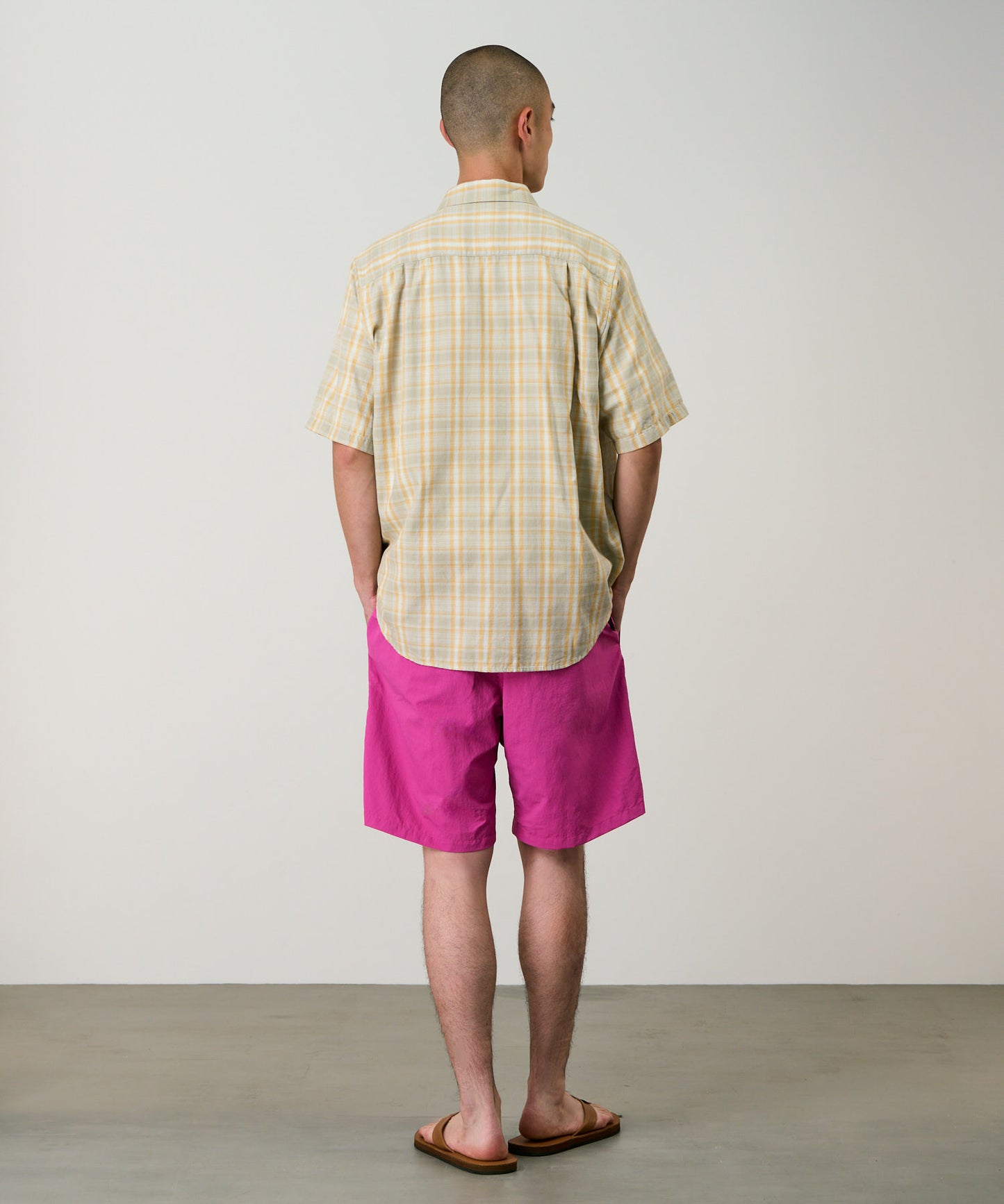 CHECKERED OMBRE SHORT SLEEVE SHIRT MUSTARD