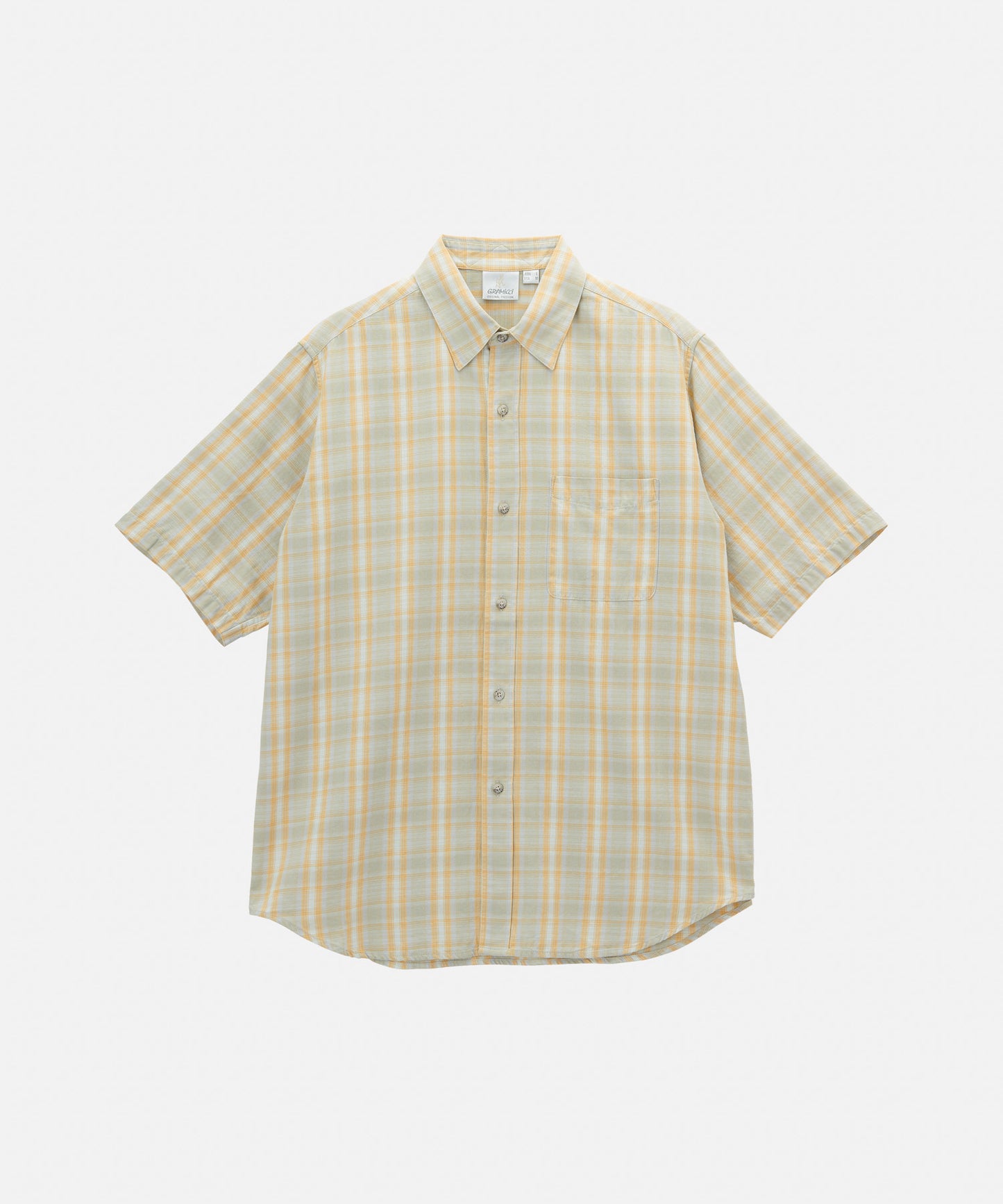 CHECKERED OMBRE SHORT SLEEVE SHIRT MUSTARD