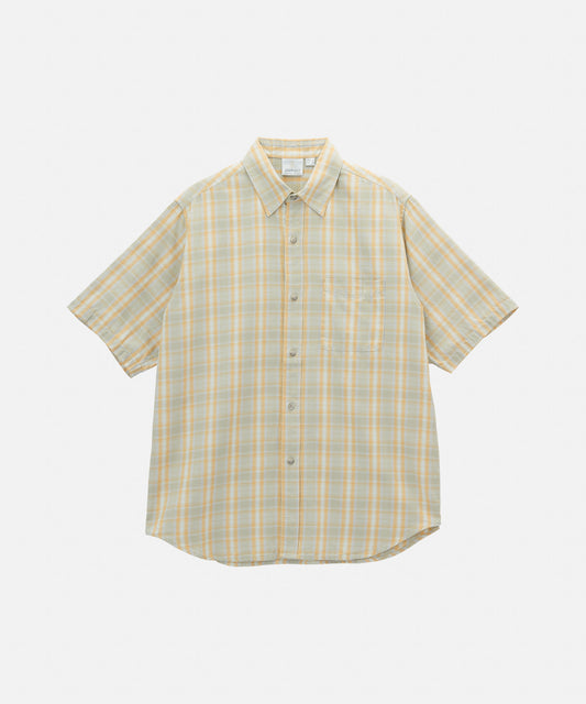 CHECKERED OMBRE SHORT SLEEVE SHIRT MUSTARD