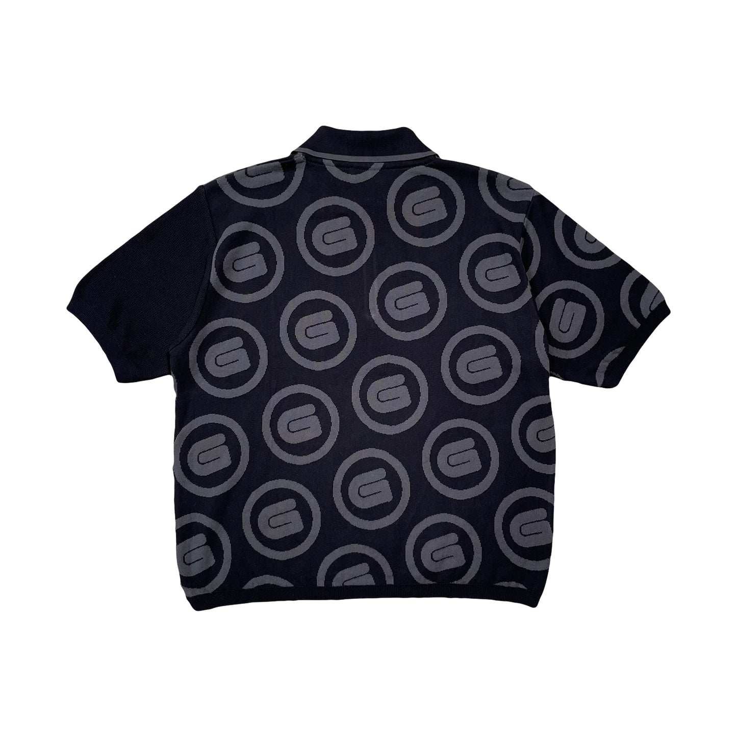 DIAGRAM KNIT POLO SHIRT BLACK/ASPHALT