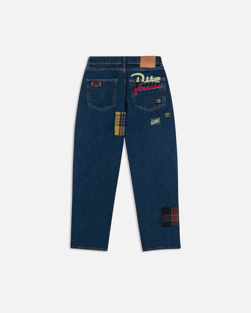 WHOLE LOTTA LABELS DENIM PANT BLUE