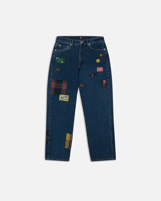 WHOLE LOTTA LABELS DENIM PANT BLUE