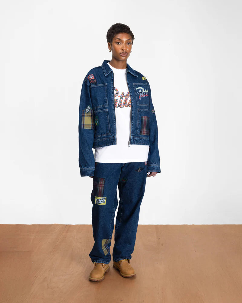 WHOLE LOTTA LABELS DENIM JACKET BLUE