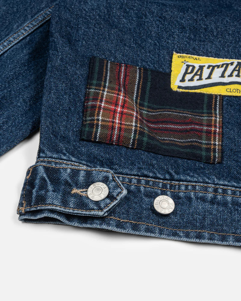 WHOLE LOTTA LABELS DENIM JACKET BLUE