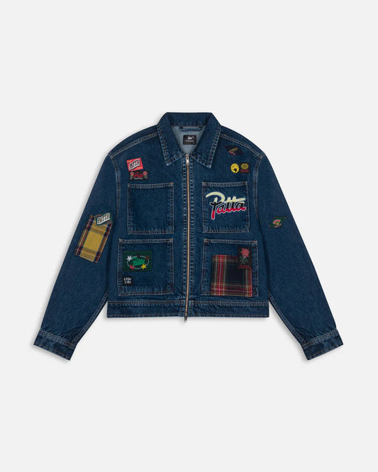 WHOLE LOTTA LABELS DENIM JACKET BLUE