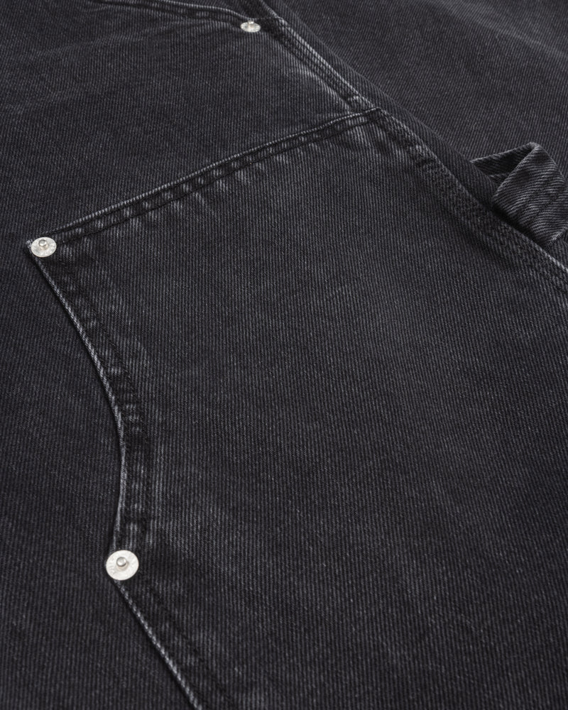 DOUBLE KNEE CARTOON DENIM PANT BLACK