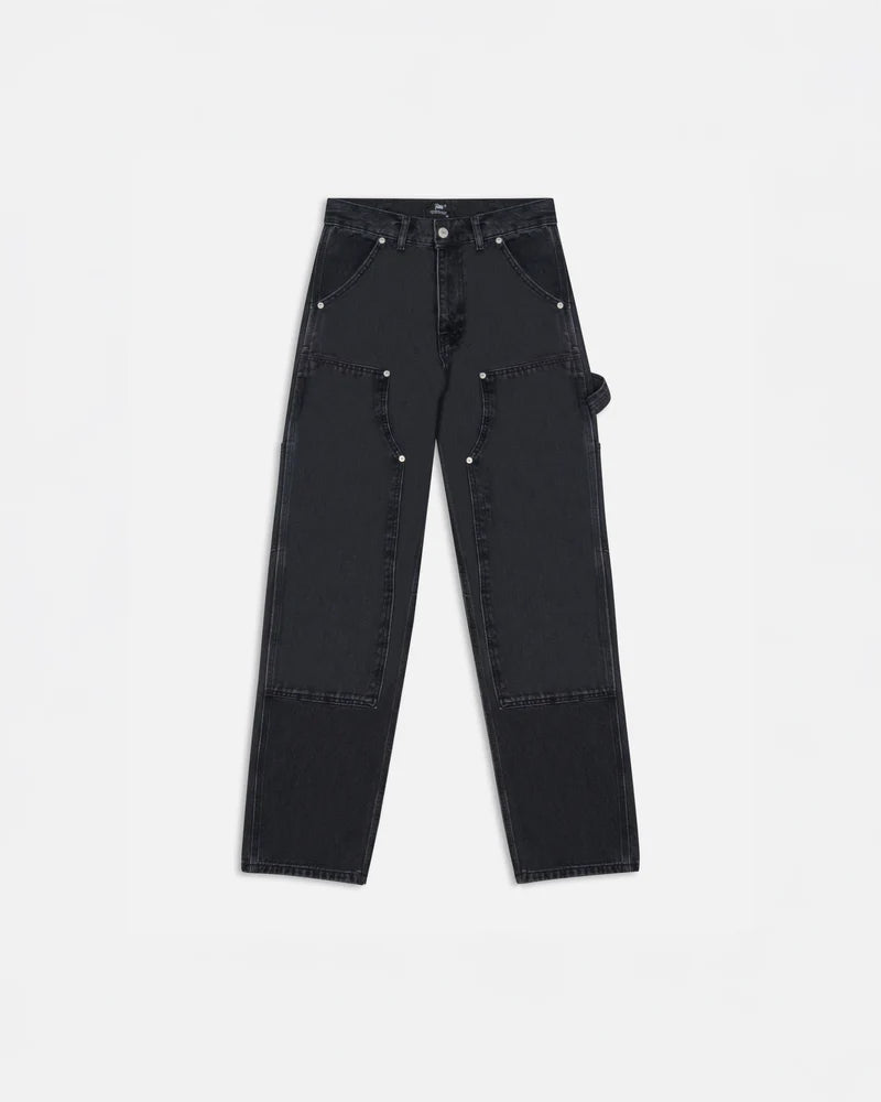DOUBLE KNEE CARTOON DENIM PANT BLACK