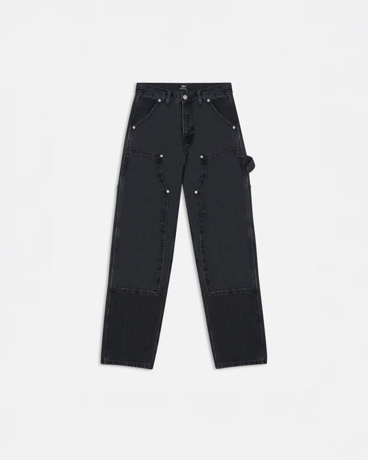 DOUBLE KNEE CARTOON DENIM PANT BLACK