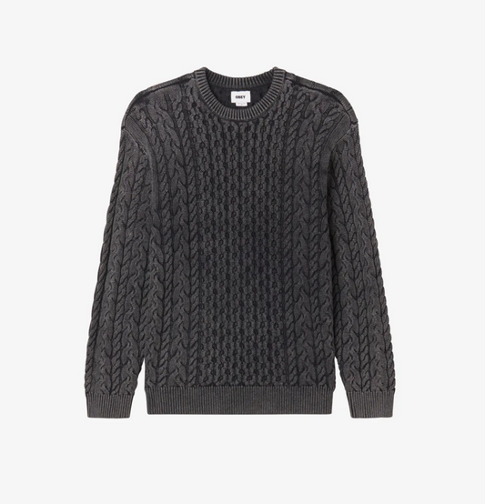 FADED WASH KNIT SWEATER DIGITAL BLACK