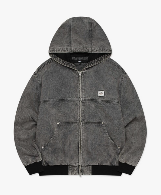 DENIM WORK HOODIE JACKET GRAY