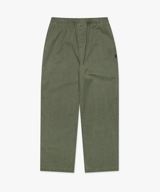 WASHED CANVAS WORK EASY PANTS OLIVE