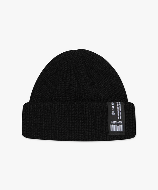 LABEL SHORT BEANIE BLACK