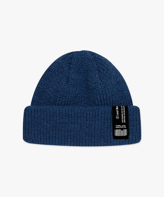 LABEL SHORT BEANIE BLUE