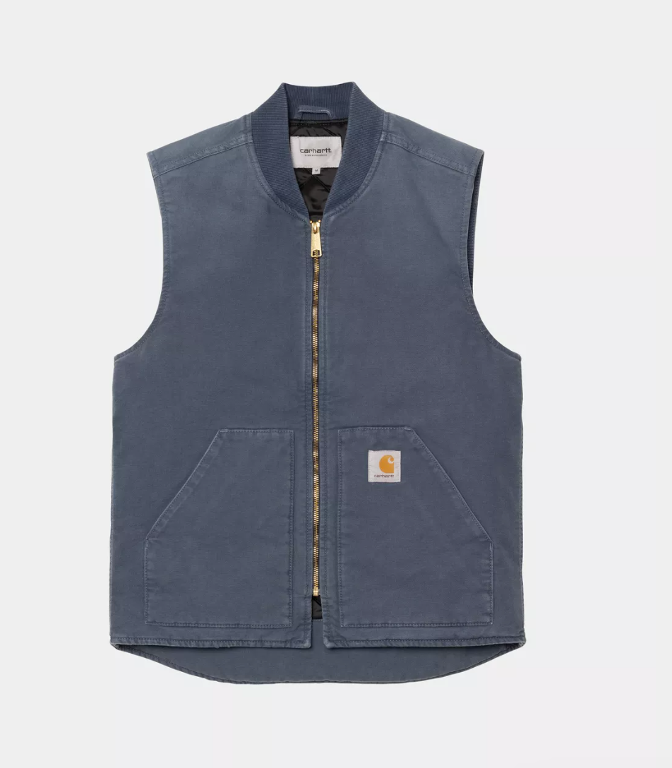 CLASSIC VEST DUSTY BLUE STONE WASHED