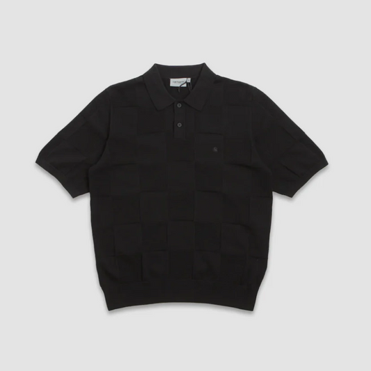 S/S CHECKER POLO BLACK