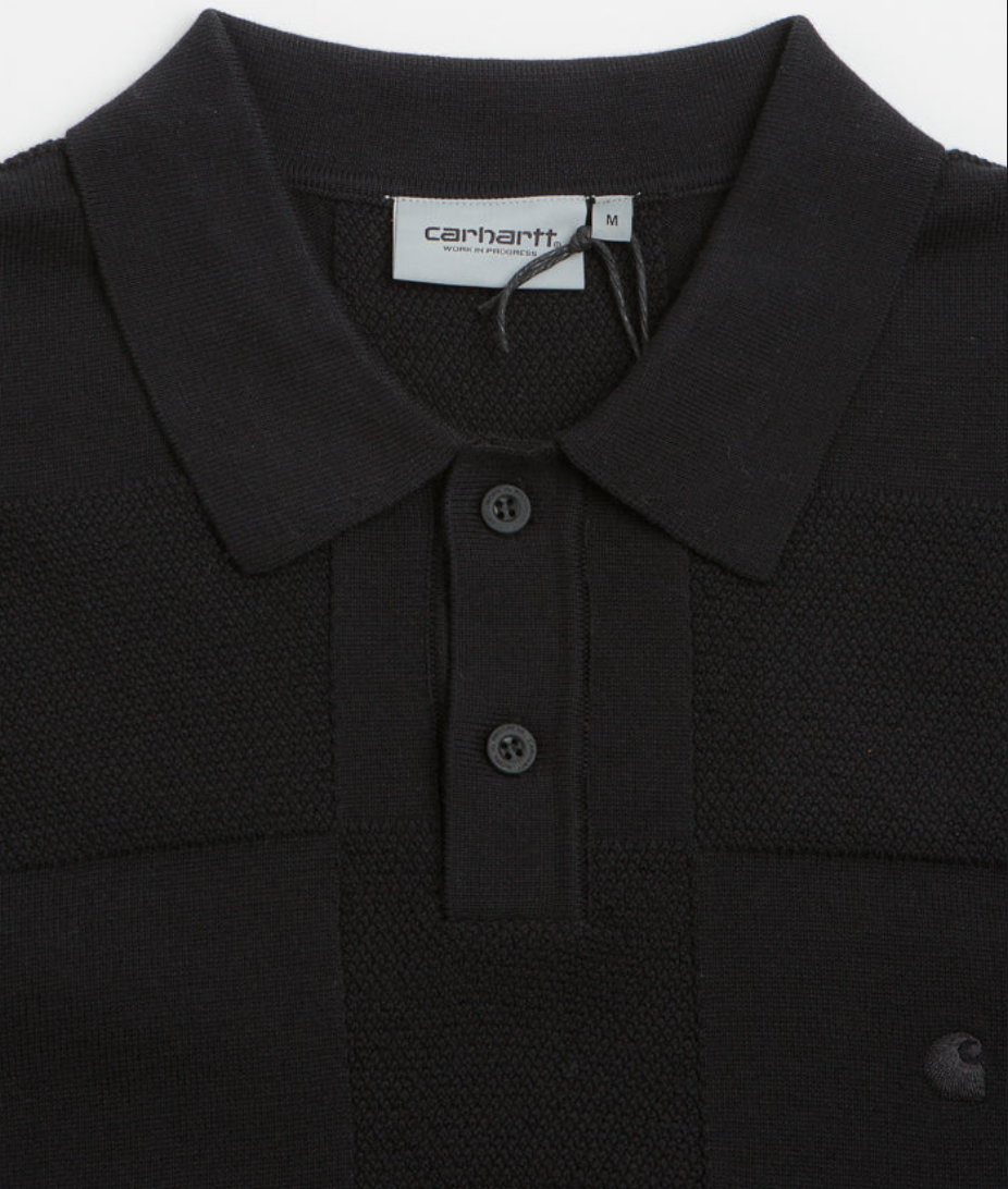 S/S CHECKER POLO BLACK