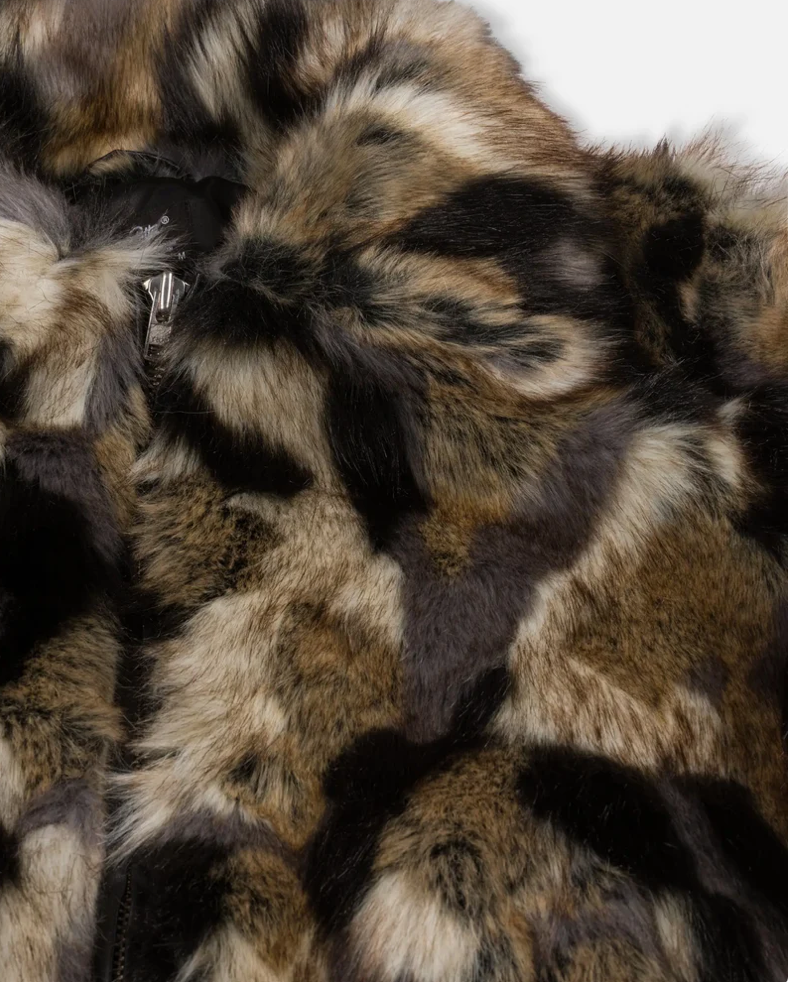 FAUX FUR PATCHWORK JACKET MULTI