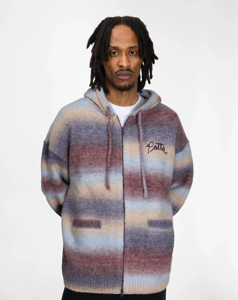 SPACE DYE KNITTED HOODED SWEATER MULTI