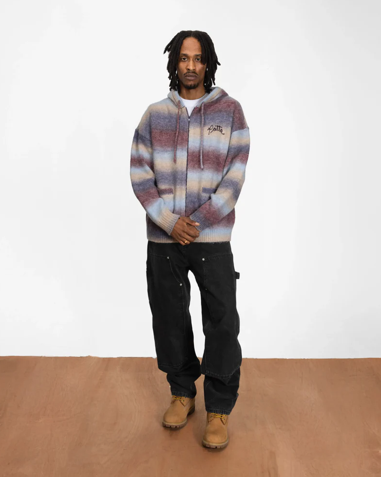 SPACE DYE KNITTED HOODED SWEATER MULTI