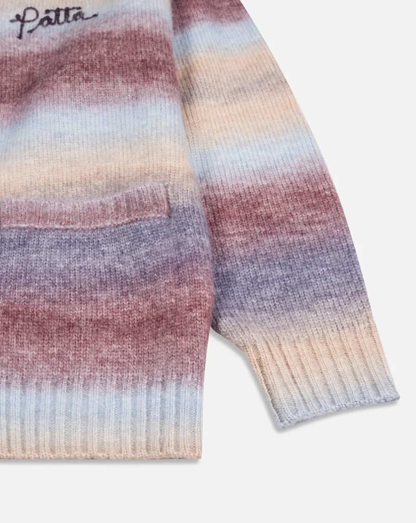 SPACE DYE KNITTED HOODED SWEATER MULTI
