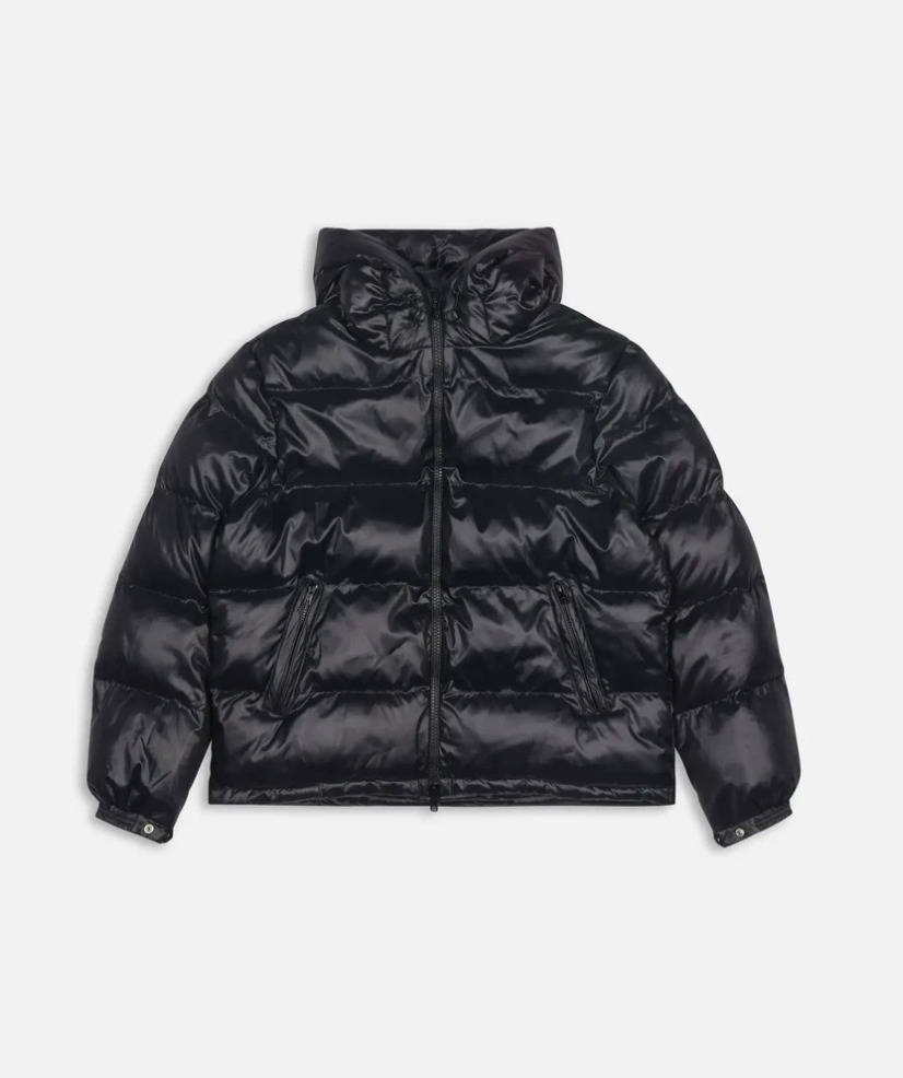 QUILTED SCRIPT LOGO PUFFER BLACK