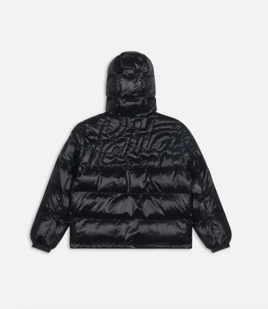 QUILTED SCRIPT LOGO PUFFER BLACK
