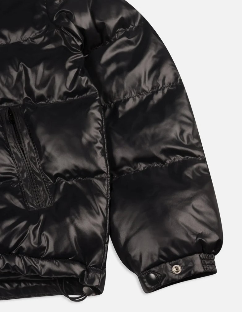 QUILTED SCRIPT LOGO PUFFER BLACK