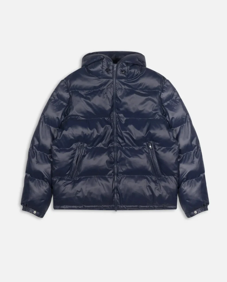 QUILTED SCRIPT LOGO PUFFER DARK BLUE
