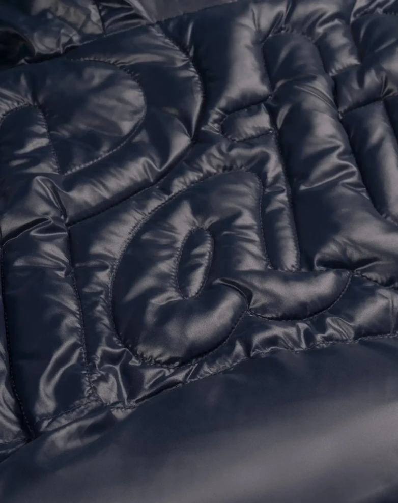 QUILTED SCRIPT LOGO PUFFER DARK BLUE