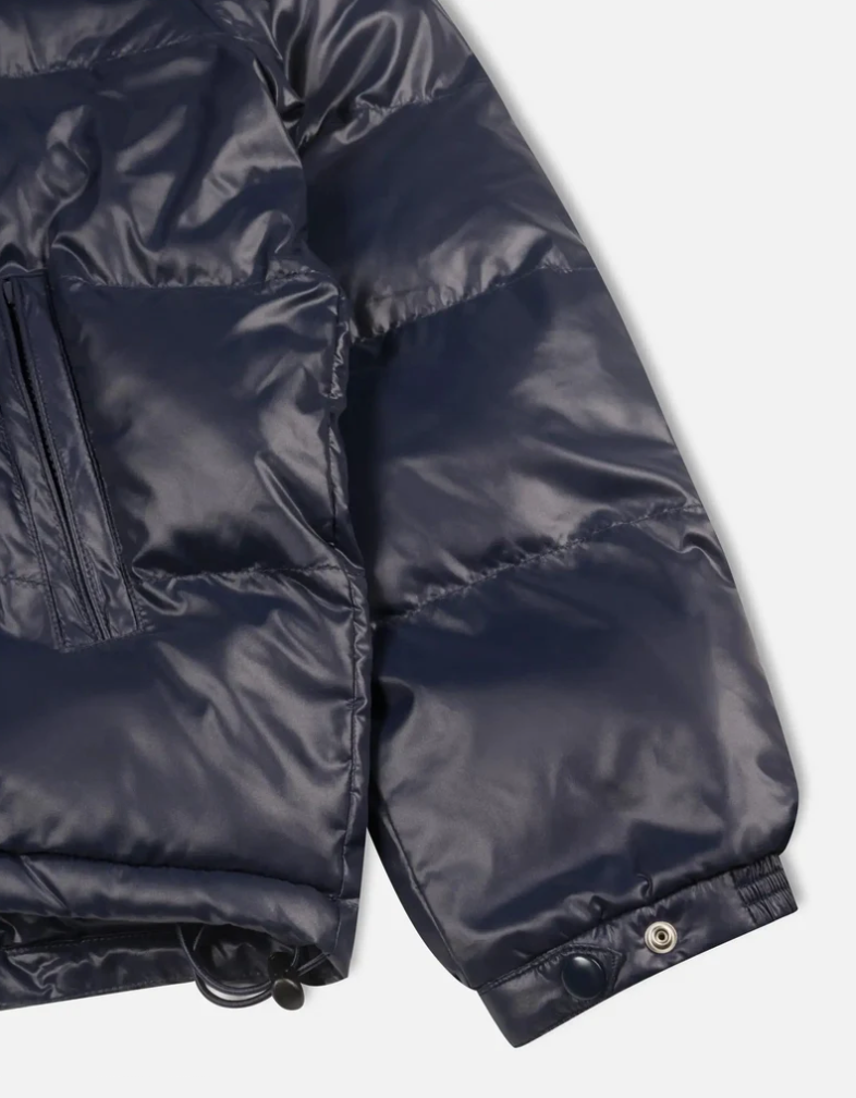 QUILTED SCRIPT LOGO PUFFER DARK BLUE
