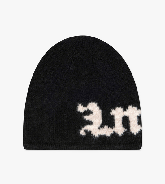 GOTHIC NAME KNIT BEANIE BLACK