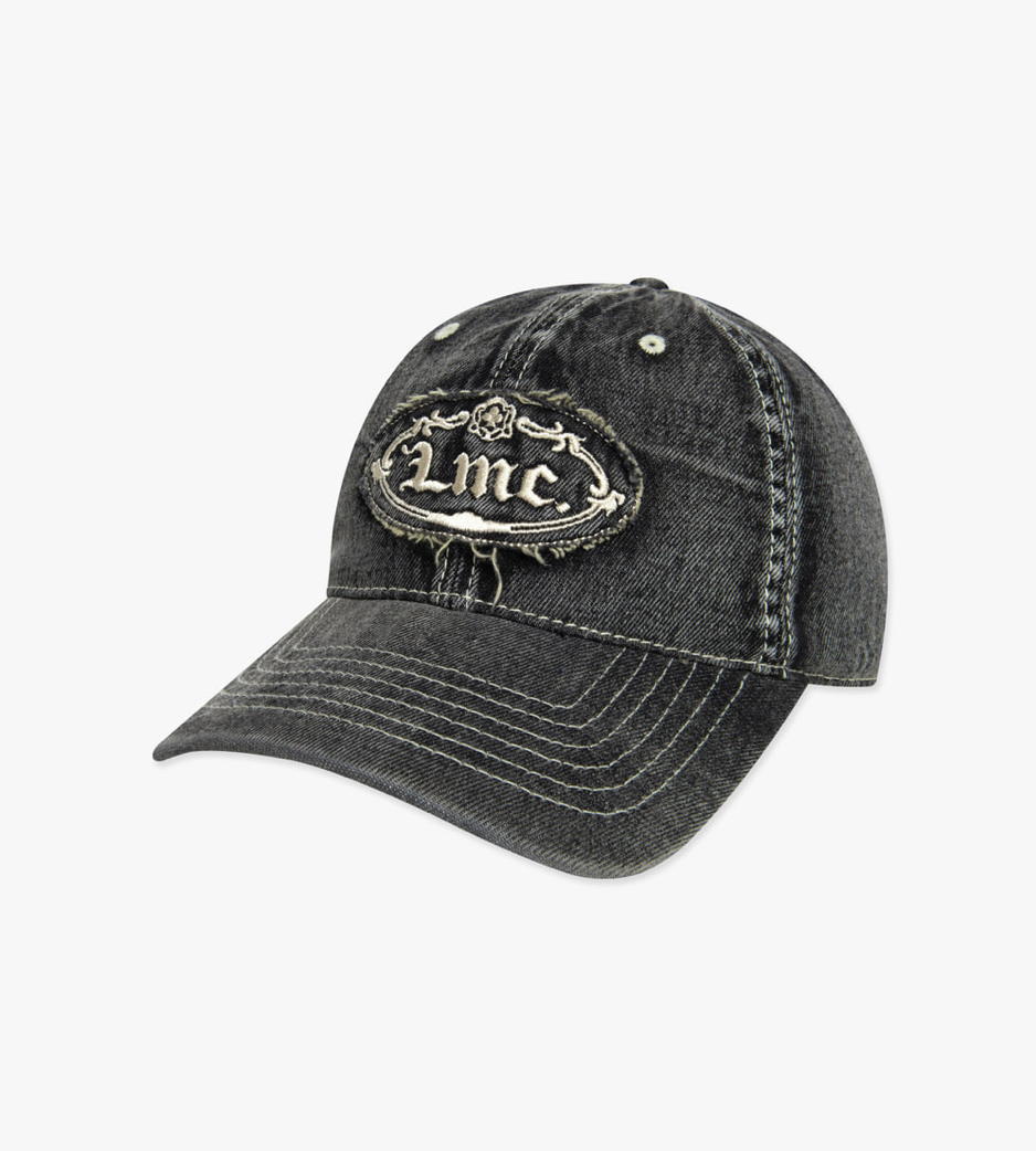 WASHED DENIM GOTHIC OVAL 6PANEL CAP